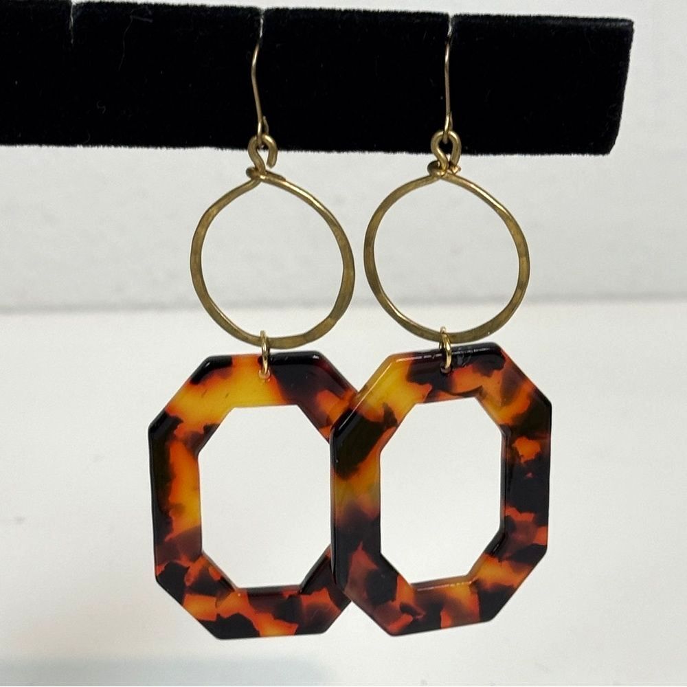 Tortoise Shell Drop Statement Earrings